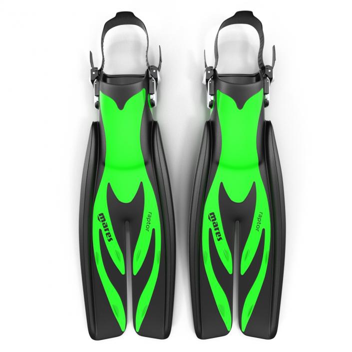 Swim Fins 3 Green 3D