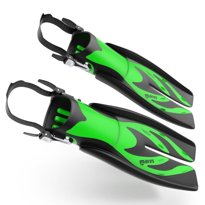 Swim Fins 3 Green 3D