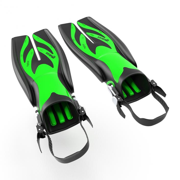 Swim Fins 3 Green 3D