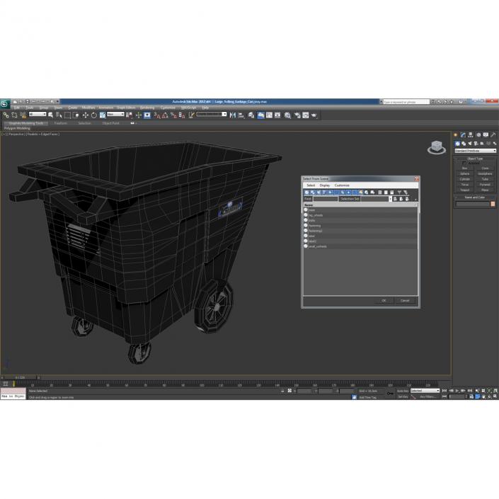 3D model Large Rolling Garbage Can