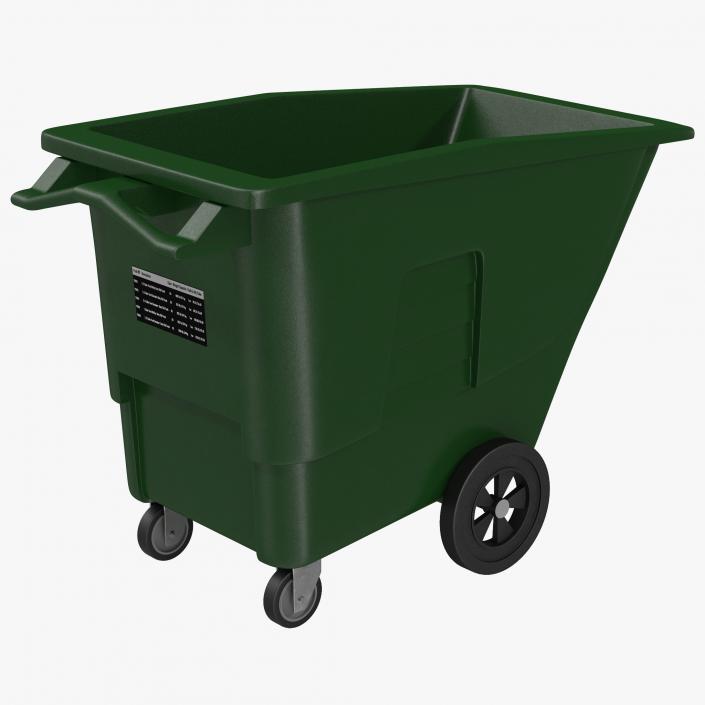 3D Large Rolling Garbage Can Green