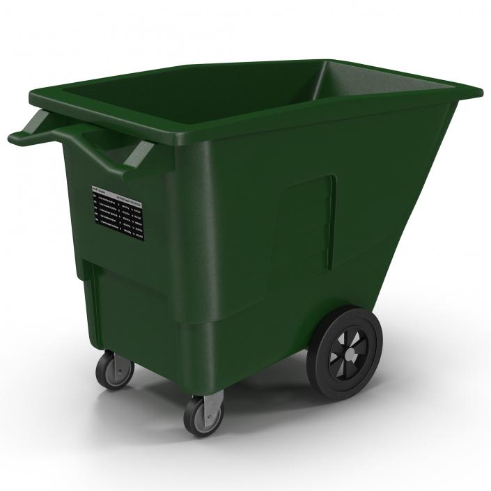 3D Large Rolling Garbage Can Green