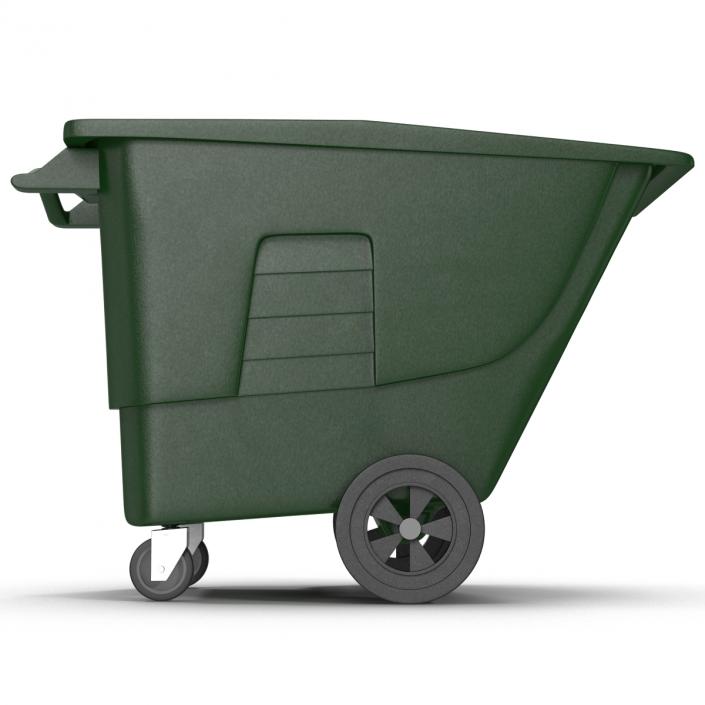 3D Large Rolling Garbage Can Green