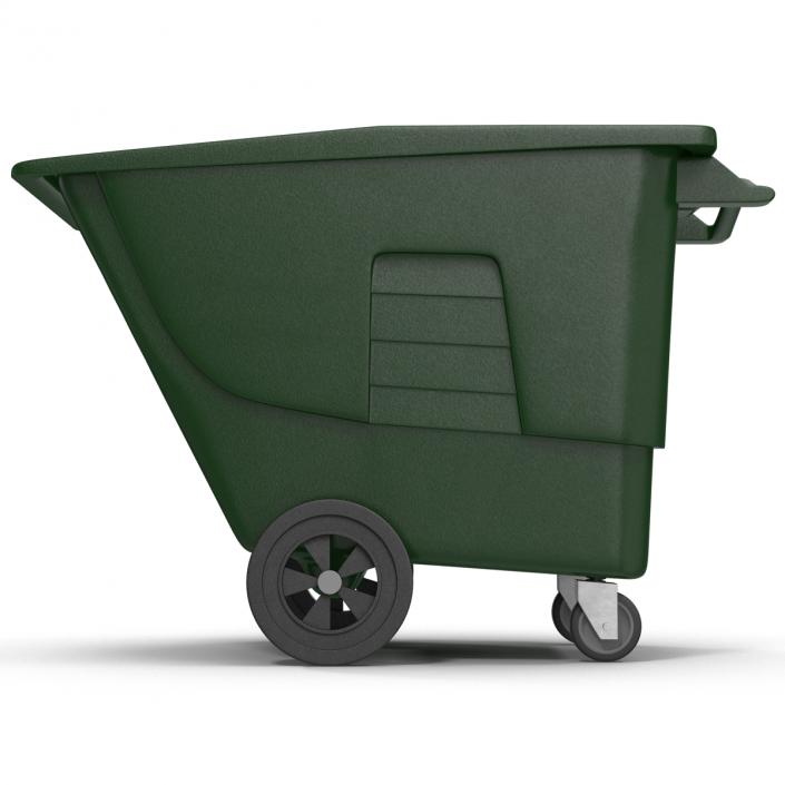 3D Large Rolling Garbage Can Green