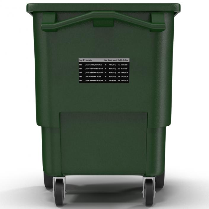 3D Large Rolling Garbage Can Green