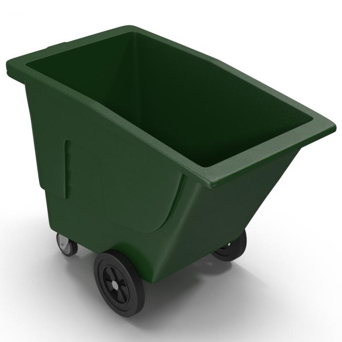 3D Large Rolling Garbage Can Green