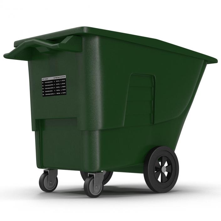 3D Large Rolling Garbage Can Green