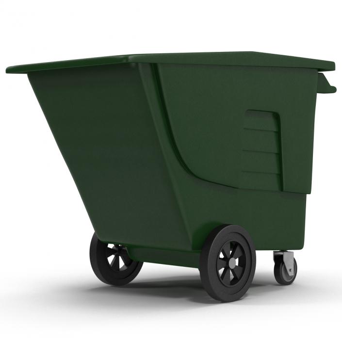 3D Large Rolling Garbage Can Green