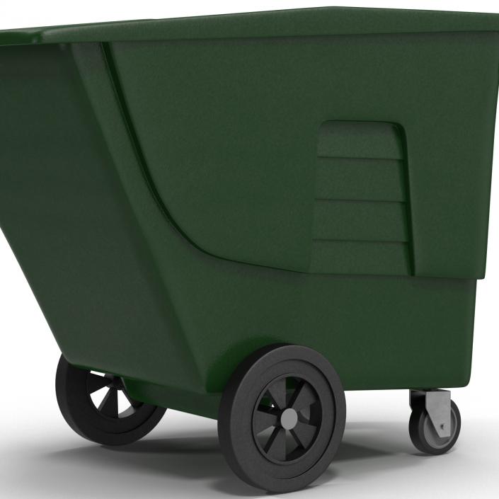 3D Large Rolling Garbage Can Green