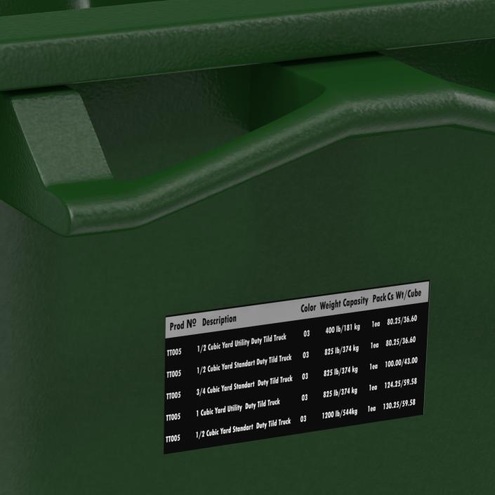 3D Large Rolling Garbage Can Green