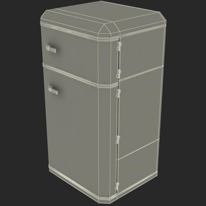 3D Retro Refrigerator Aluminium model