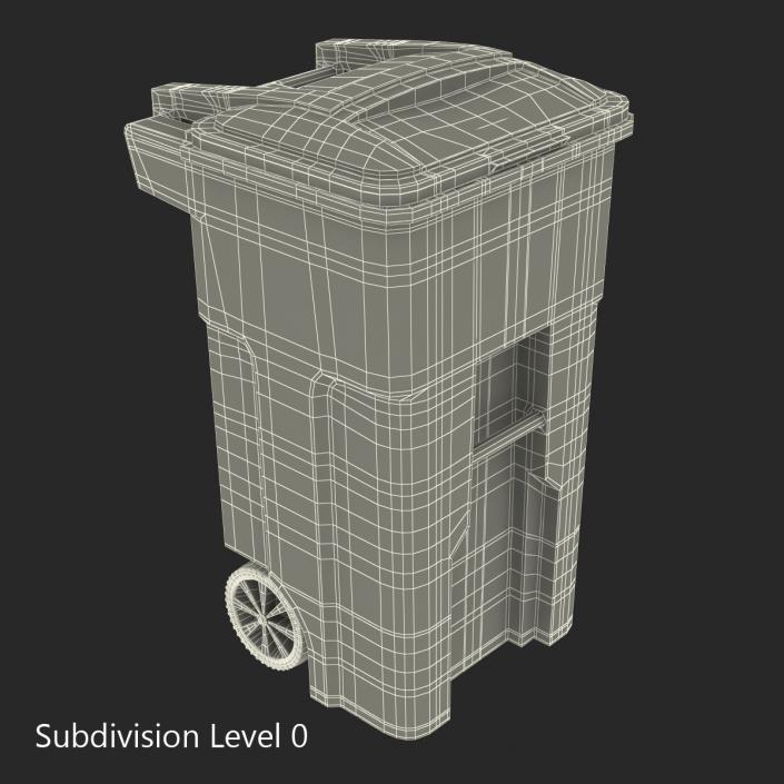 3D Wheeled Recycling Container with Lid