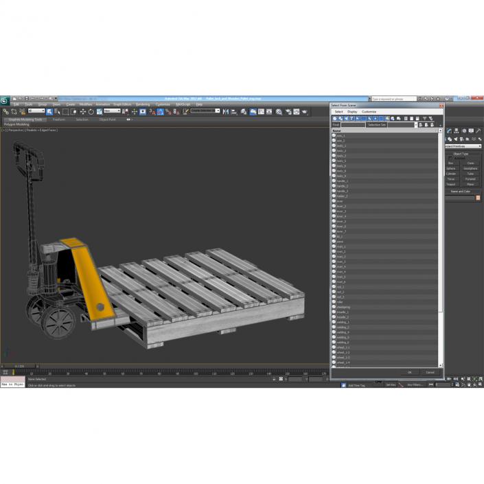 Pallet Jack and Wooden Pallet 3D model