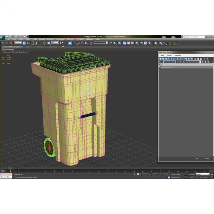 Recyling Bin Yellow 3D model