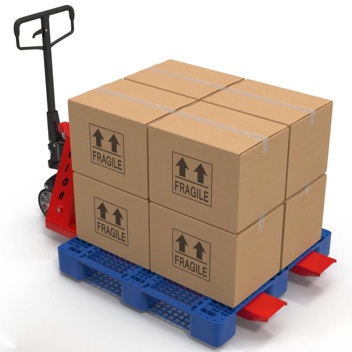 Pallet Jack and Plastic Pallet 3D Models Set 3D model