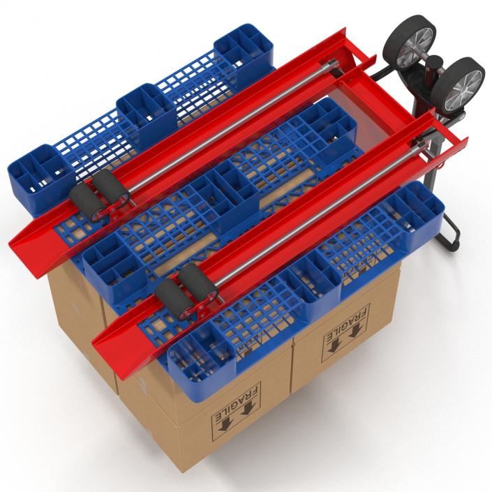 Pallet Jack and Plastic Pallet 3D Models Set 3D model