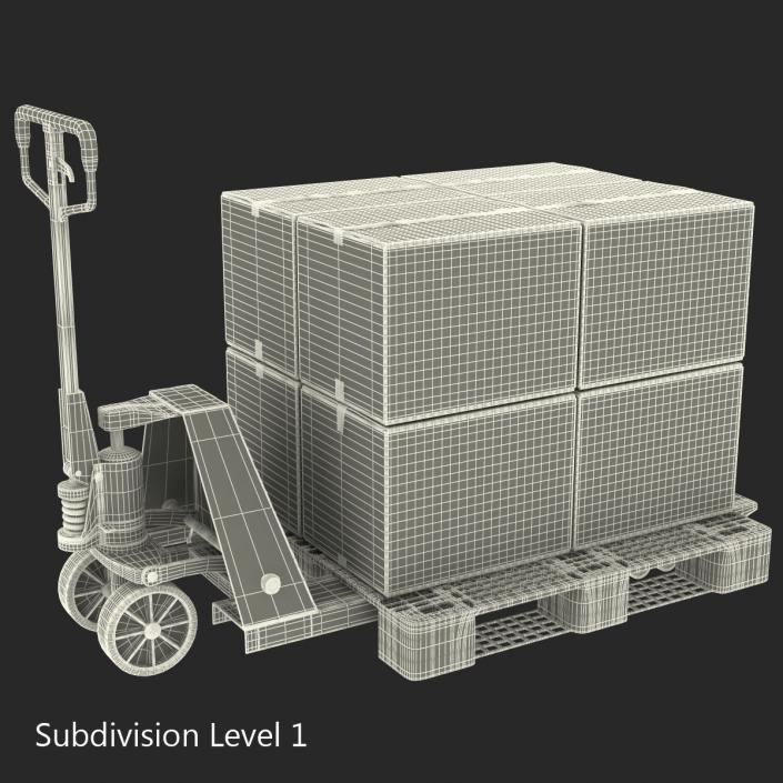 Pallet Jack and Plastic Pallet 3D Models Set 3D model