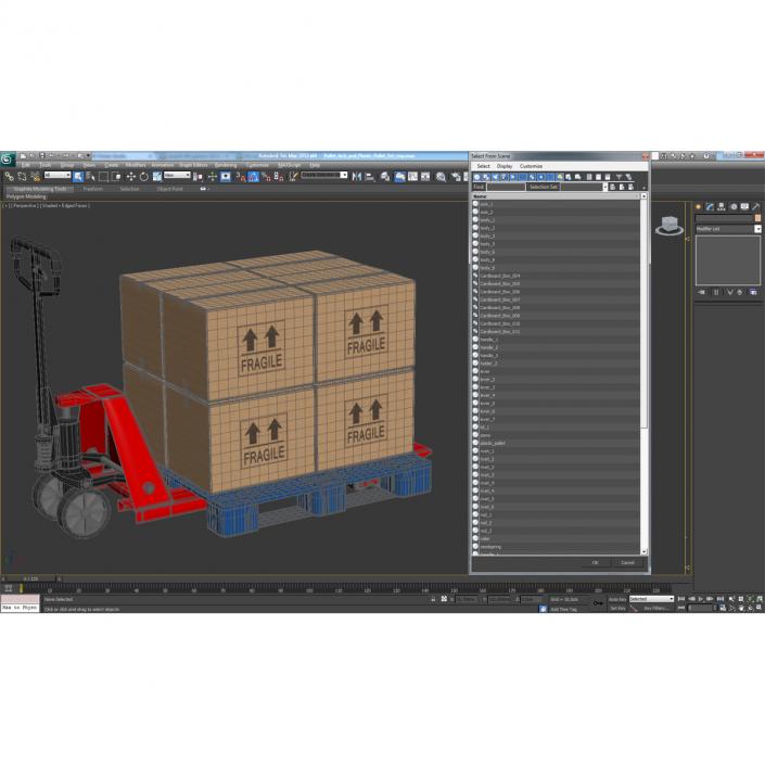 Pallet Jack and Plastic Pallet 3D Models Set 3D model