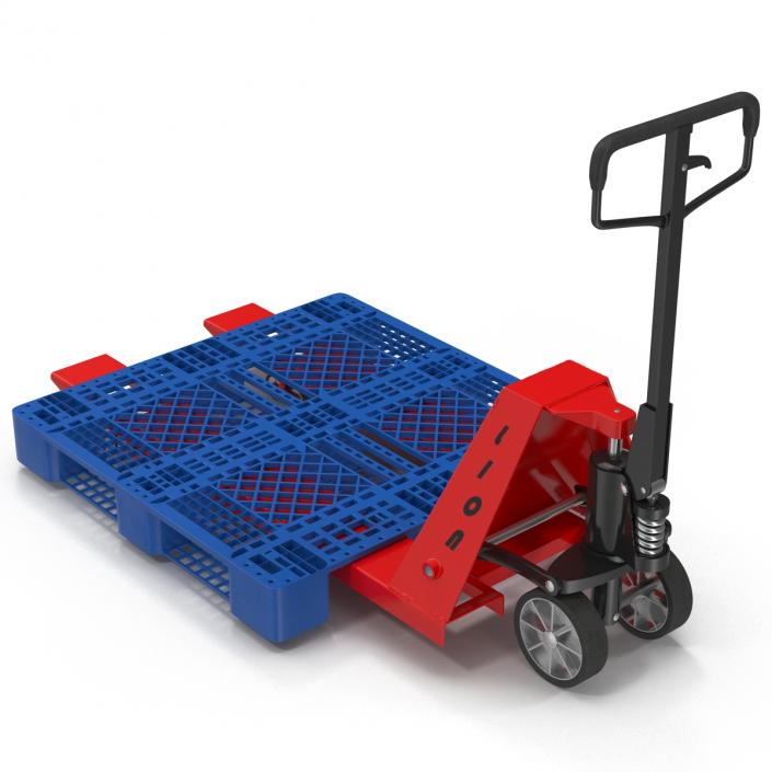 3D model Pallet Jack and Plastic Pallet