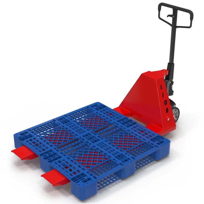 3D model Pallet Jack and Plastic Pallet