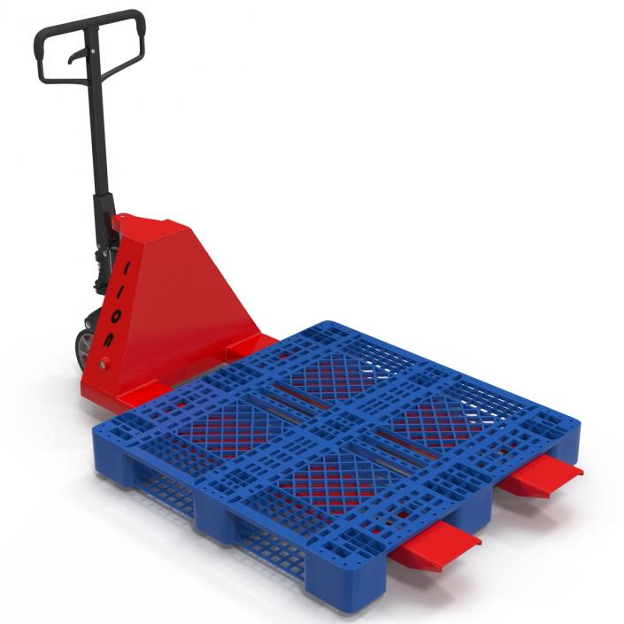 3D model Pallet Jack and Plastic Pallet