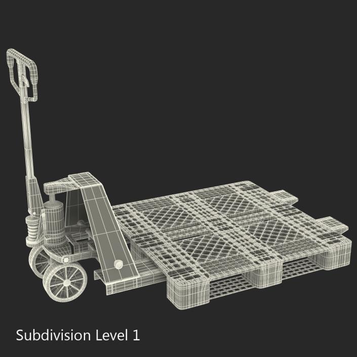 3D model Pallet Jack and Plastic Pallet