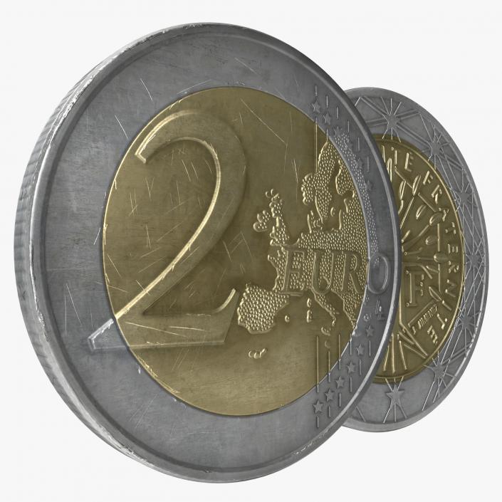 3D 2 Euro Coin France model