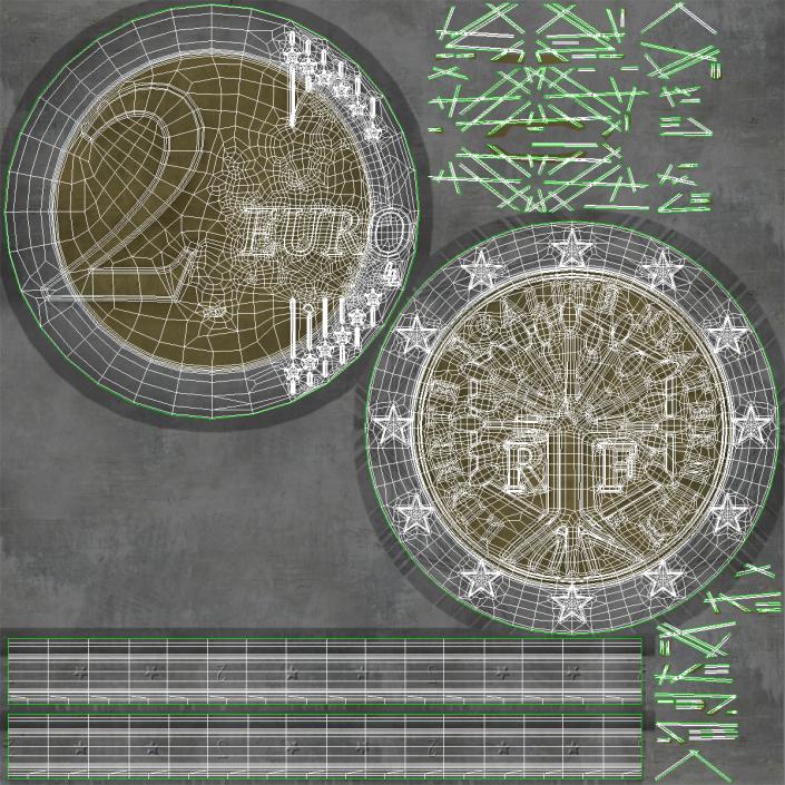 3D 2 Euro Coin France model