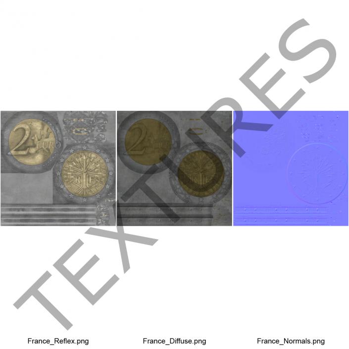 3D 2 Euro Coin France model