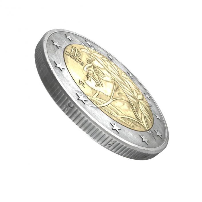 2 Euro Coin Italy 3D