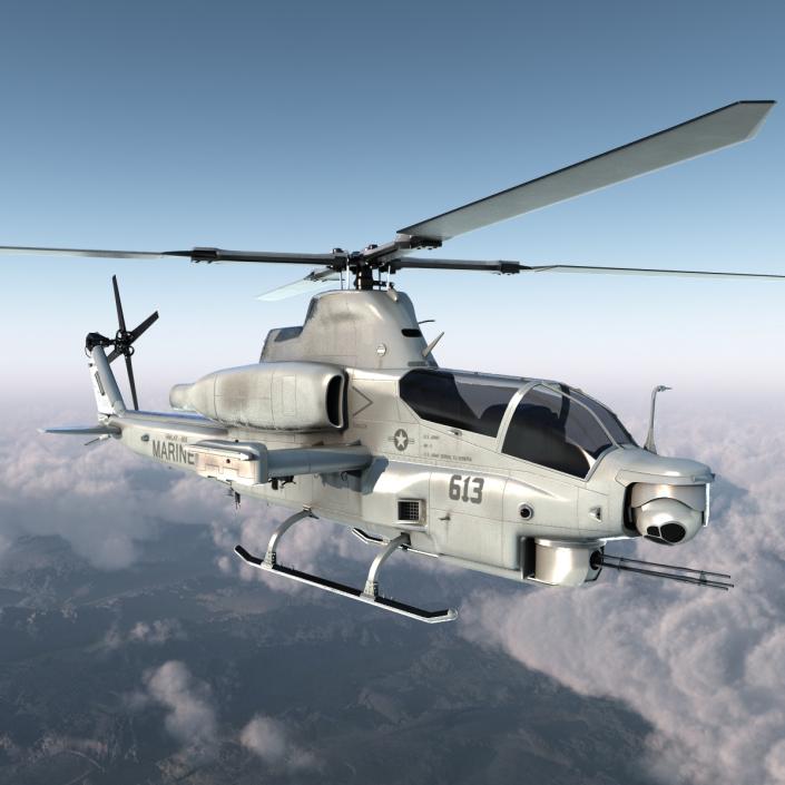 3D Attack Helicopter Bell AH 1Z Viper Rigged 2 model