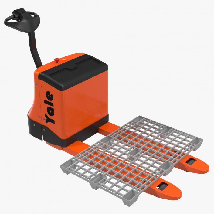 3D Powered Pallet Jack and Plastic Pallet model