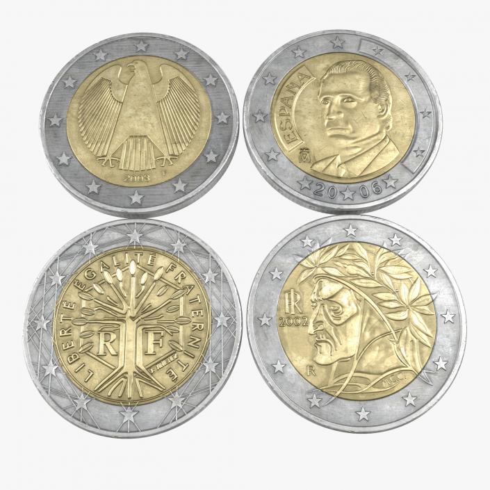 3D 2 Euro Coins Collection model