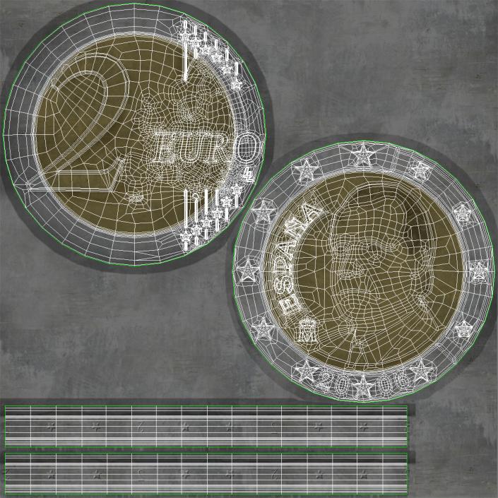 3D 2 Euro Coins Collection model