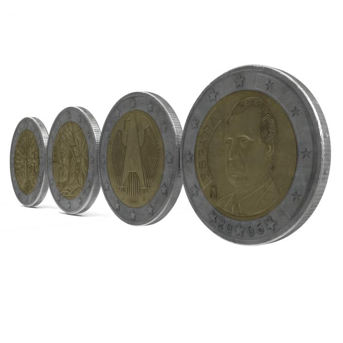 3D 2 Euro Coins Collection model