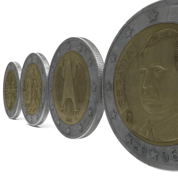 3D 2 Euro Coins Collection model