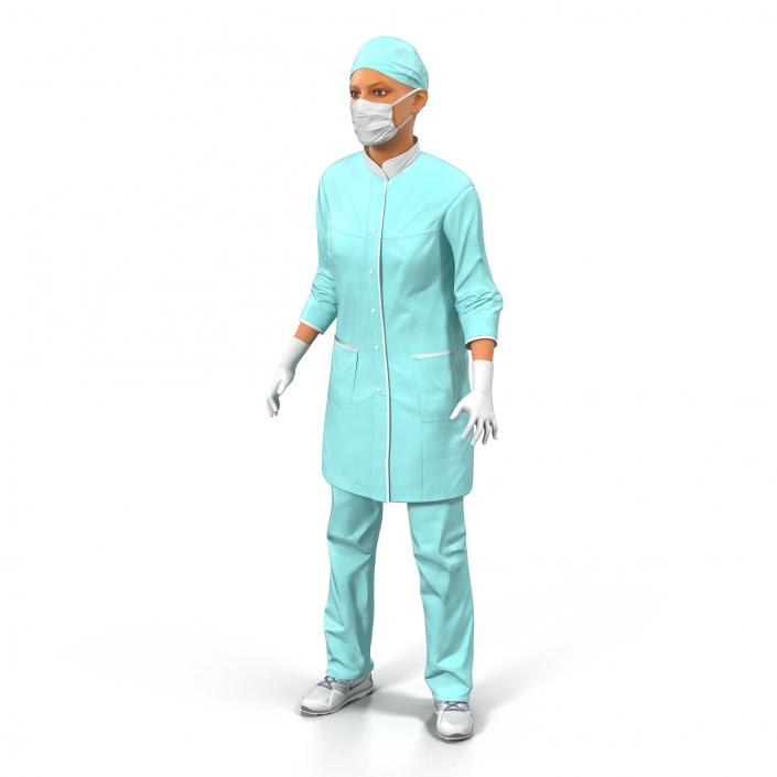 3D model Female Surgeon Mediterranean Rigged