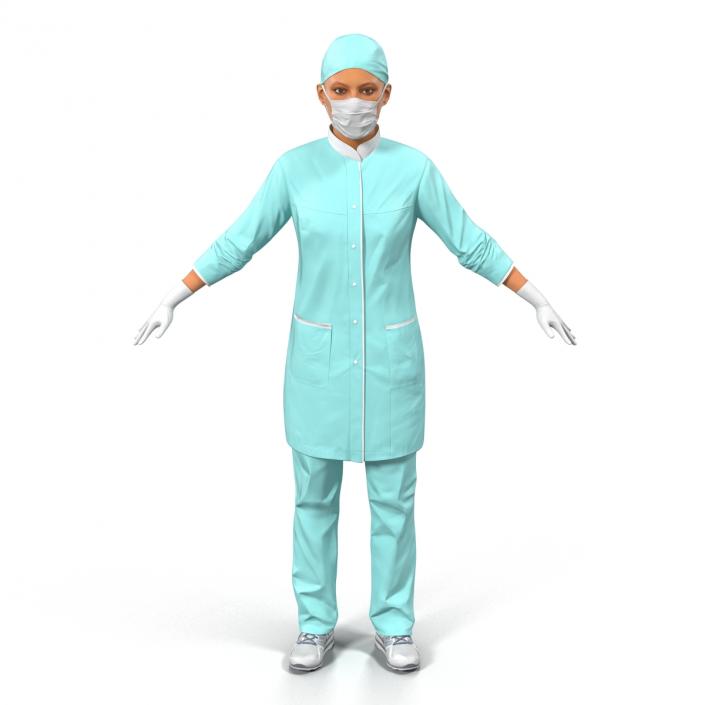 3D model Female Surgeon Mediterranean Rigged