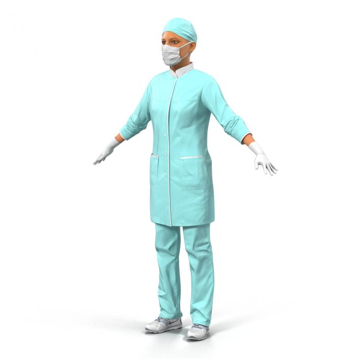 3D model Female Surgeon Mediterranean Rigged