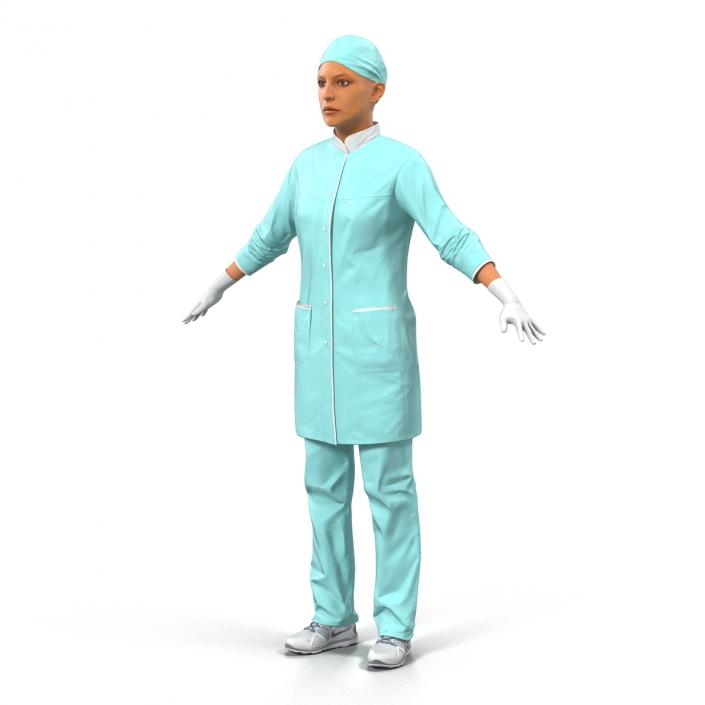 3D model Female Surgeon Mediterranean Rigged