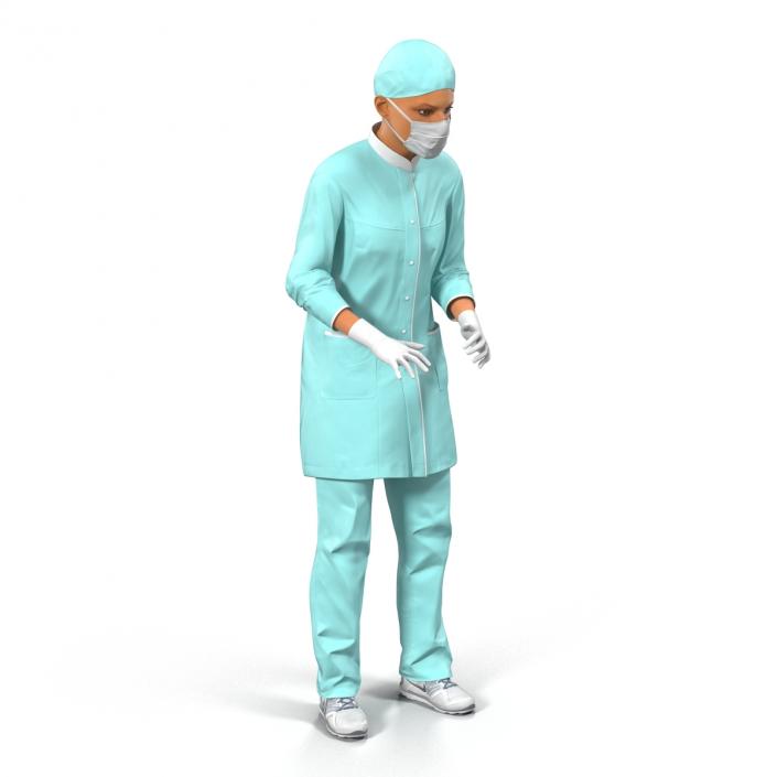 3D model Female Surgeon Mediterranean Rigged