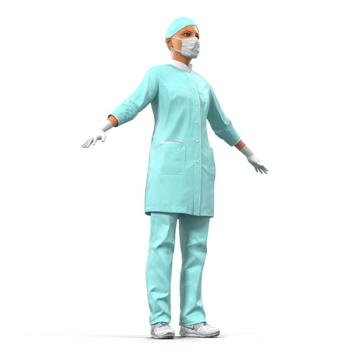 3D model Female Surgeon Mediterranean Rigged