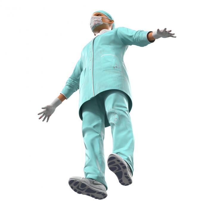 3D Female Surgeon Mediterranean with Blood Rigged