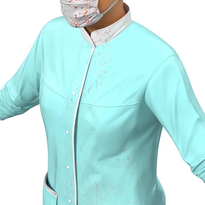 3D Female Surgeon Mediterranean with Blood Rigged