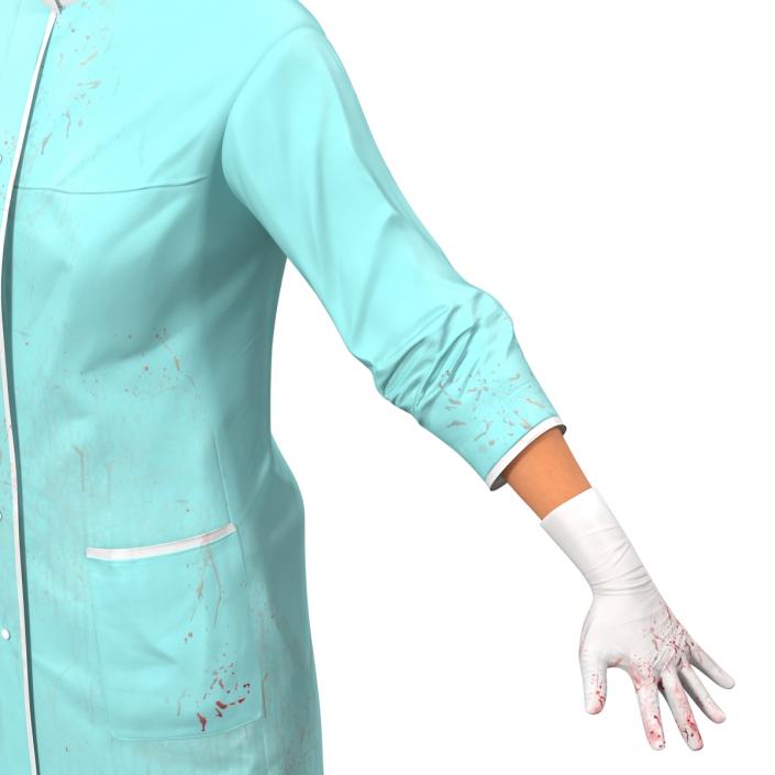 3D Female Surgeon Mediterranean with Blood Rigged