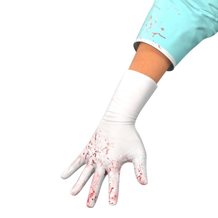 3D Female Surgeon Mediterranean with Blood Rigged