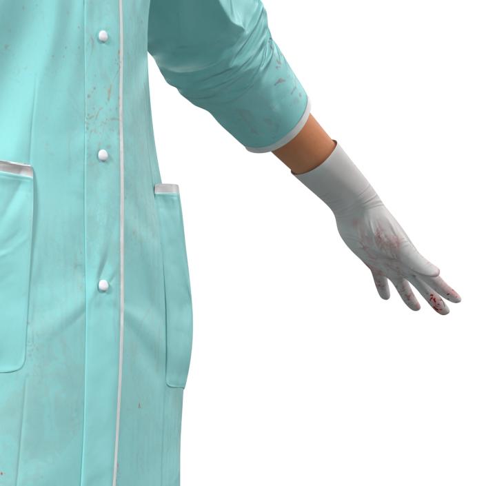 3D Female Surgeon Mediterranean with Blood Rigged