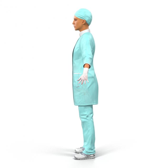 3D Female Surgeon Mediterranean with Blood Rigged 2 model