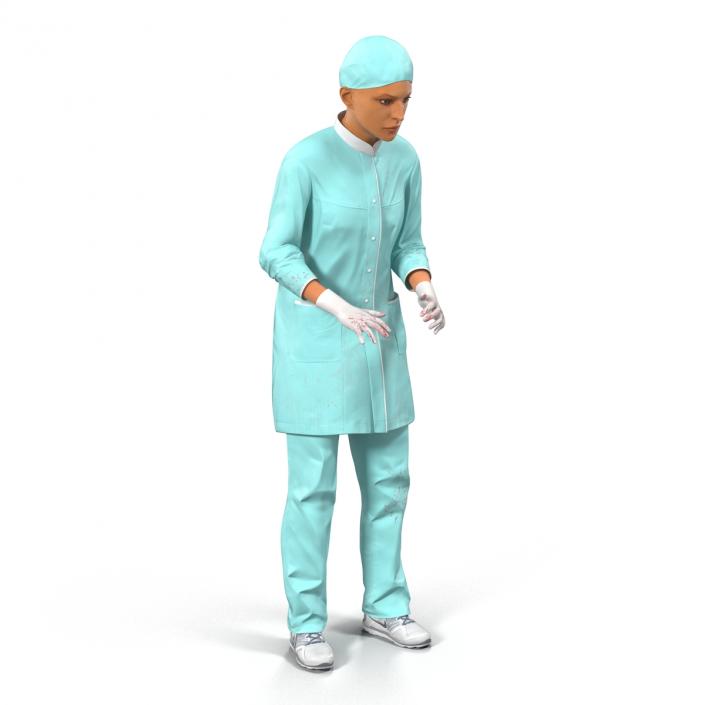 3D Female Surgeon Mediterranean with Blood Rigged 2 model