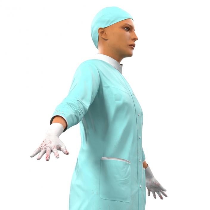 3D Female Surgeon Mediterranean with Blood Rigged 2 model